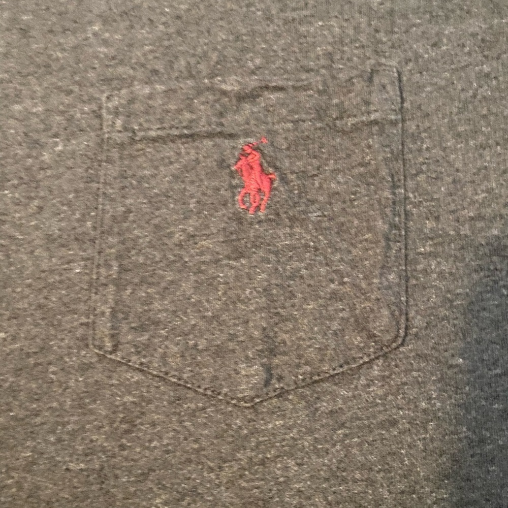 Polo by Ralph Lauren Men's Charcoal Tee with Red Logo - Picture 4 of 4